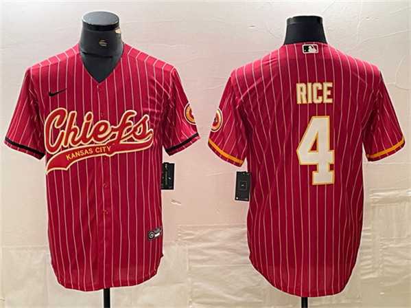 Men%27s Kansas City Chiefs #4 Rashee Rice Red Cool Base Stitched Baseball Jersey->kansas city chiefs->NFL Jersey